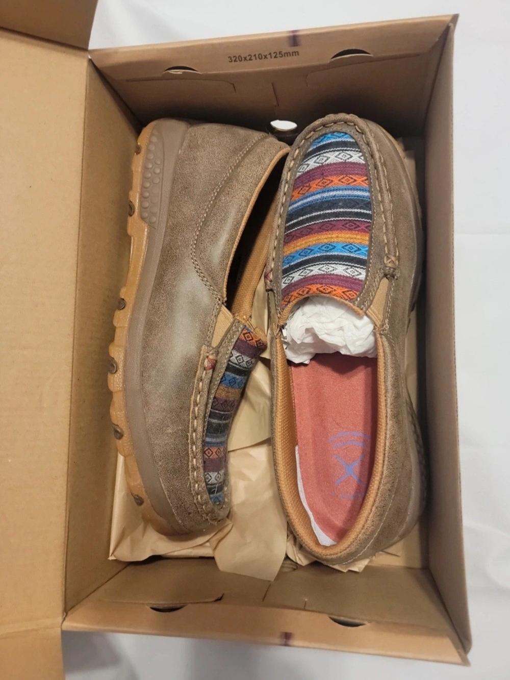 Women's Twisted X Casual Slip-On Shoes in Brown with Multicolor Fabric Inset